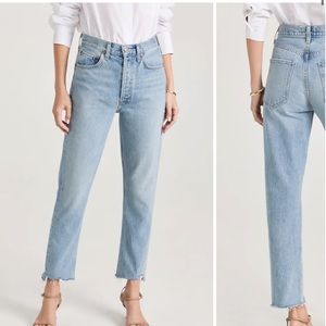 AGOLDE Riley High Rise Straight Crop Jeans in Zephyr, Size 29